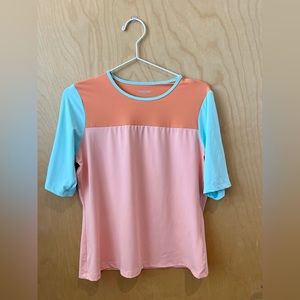 Lands’ End Petite Colorblock Rash Guard Swim Top